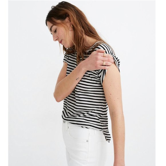 Madewell Striped Whisper Cotton Rib-Crewneck Tee - Picture 2 of 4
